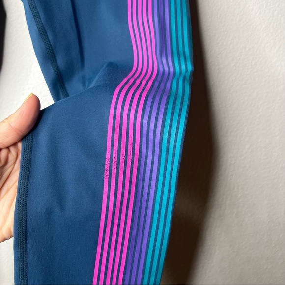 Spiritual Gangster Essential Rainbow Striped High Rise Activewear Leggings - Picture 7 of 11